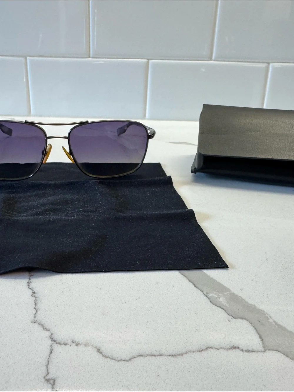 Hugo Boss Men's Sunglasses Purple Gradient Lenses Silver Frame
